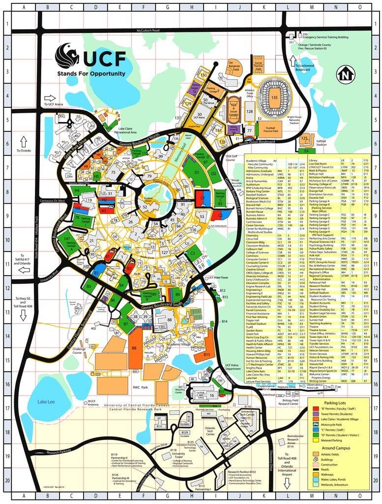 แผนที่ของมหาวิทยาลัยของเซ็นทรัลฟลอริด้า